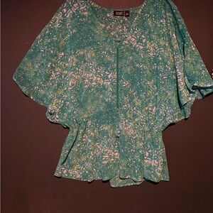 a.n.a Teal and White Floral Blouse